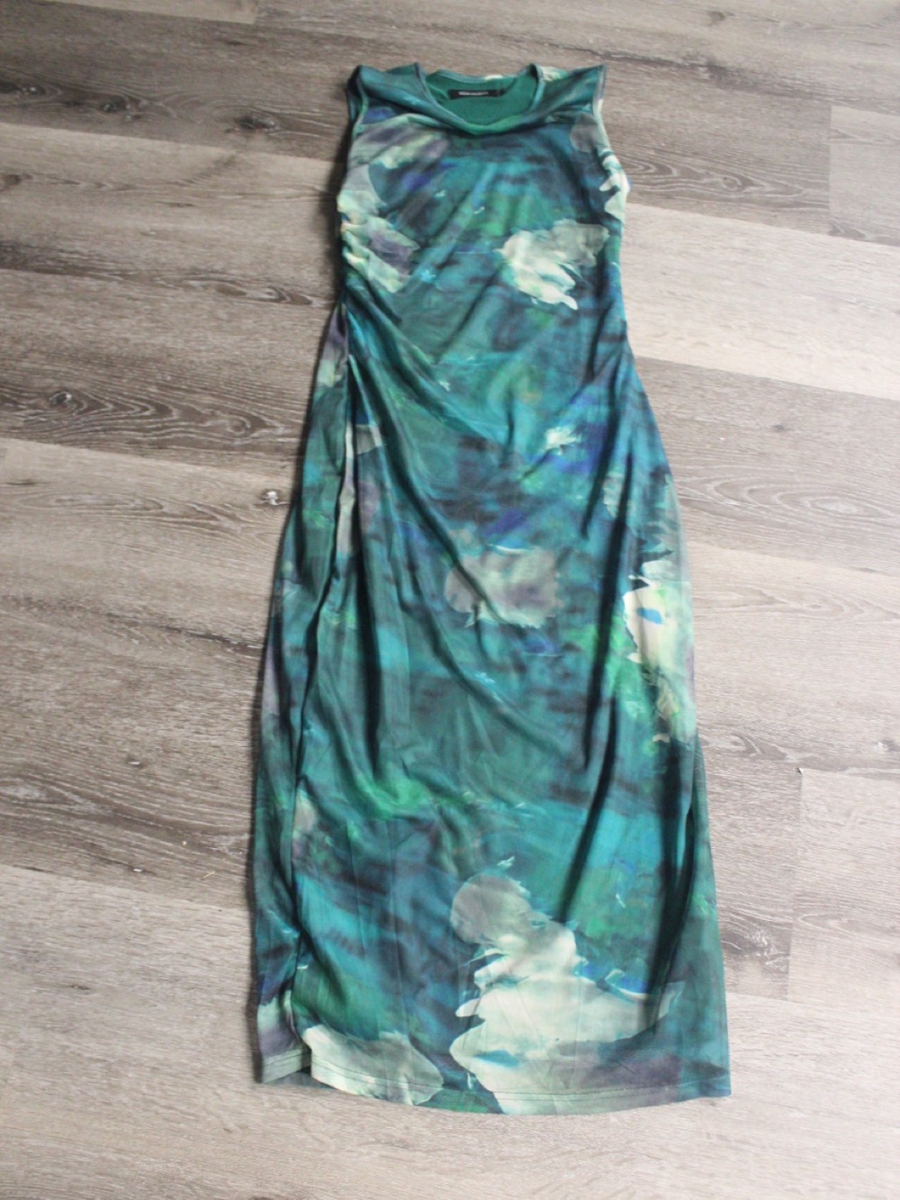 Green Floral Watercolor Maxi Dress